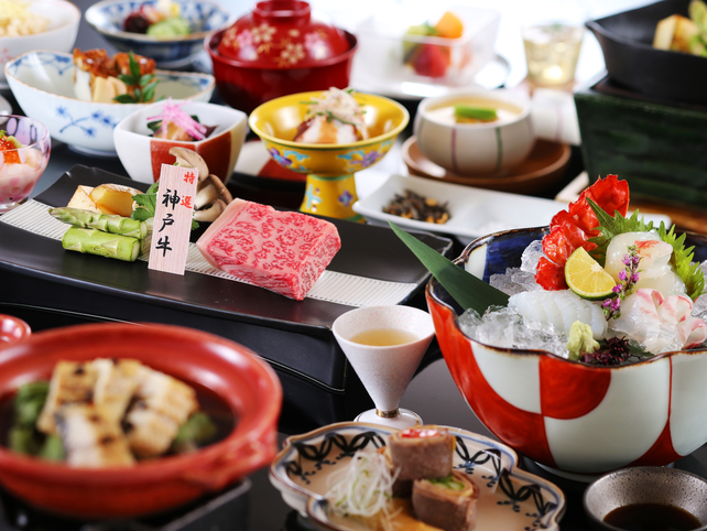 【お料理重視｜夕朝部屋食】神戸牛と瀬戸の至宝を食す会席