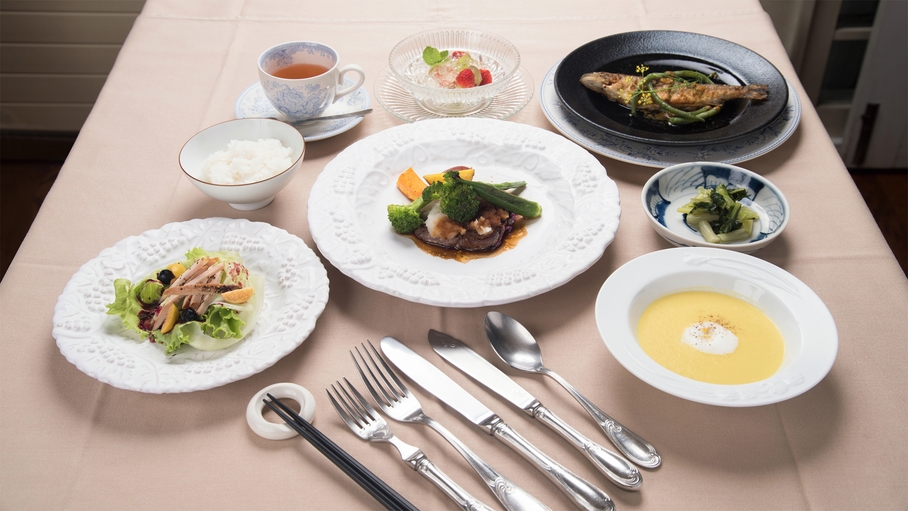 【夕食付プラン】地元「八ヶ岳」の旬の食材を90％使用の和洋折衷ハーベストディナー