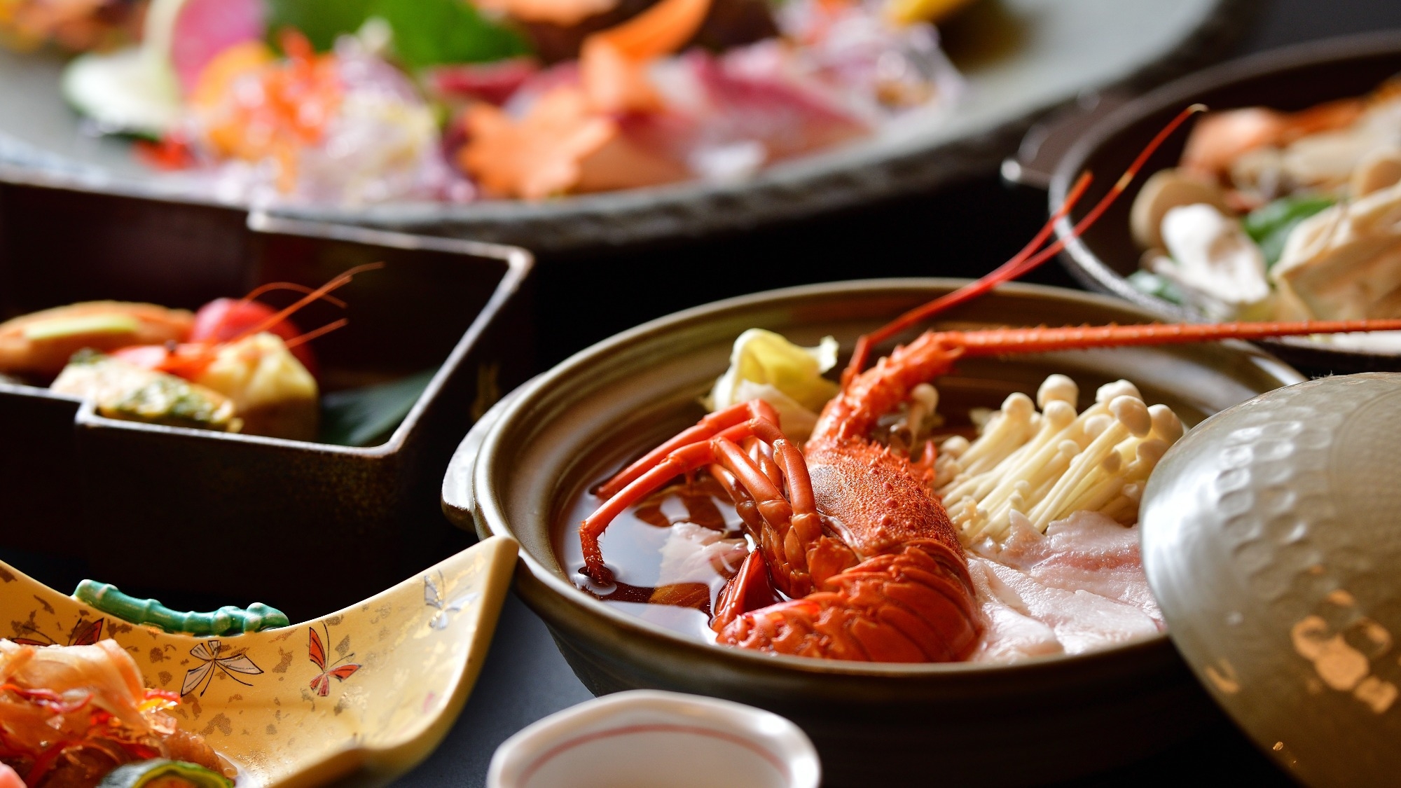 ＜心尽くし会席／3月31日まで＞伊勢志摩産ポーク×伊勢海老お鍋×旬のお造り〜上品少量のおもてなし会席