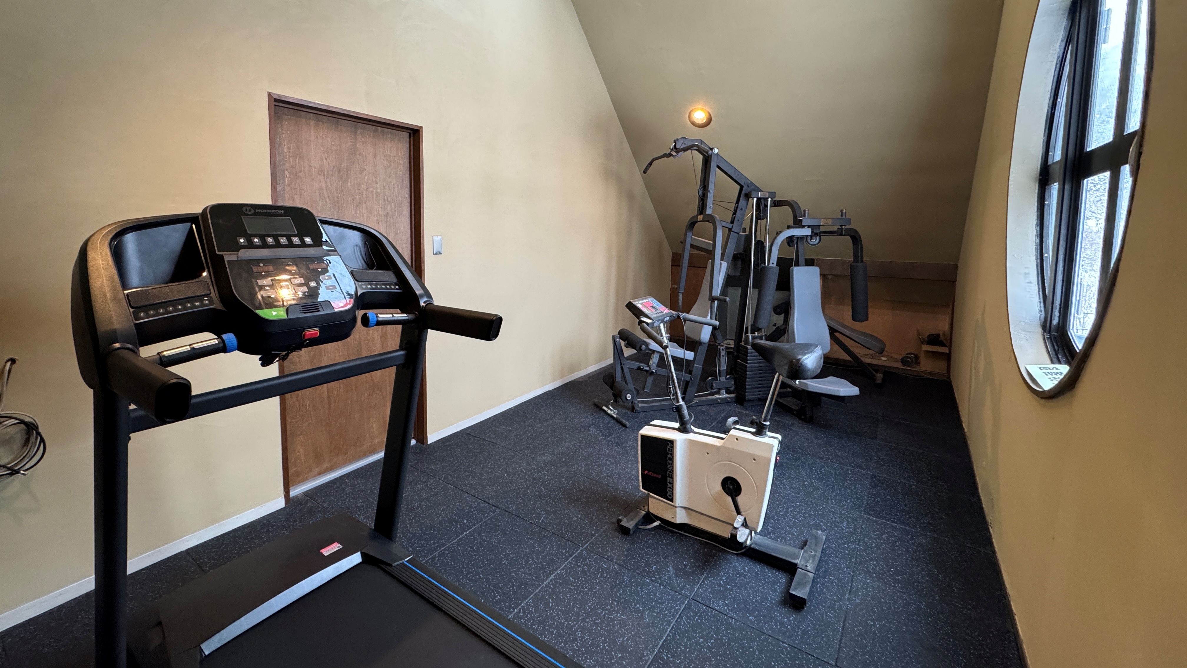 *メイン棟５階／数種類のトレーニングマシンを備えたジムを設置しております