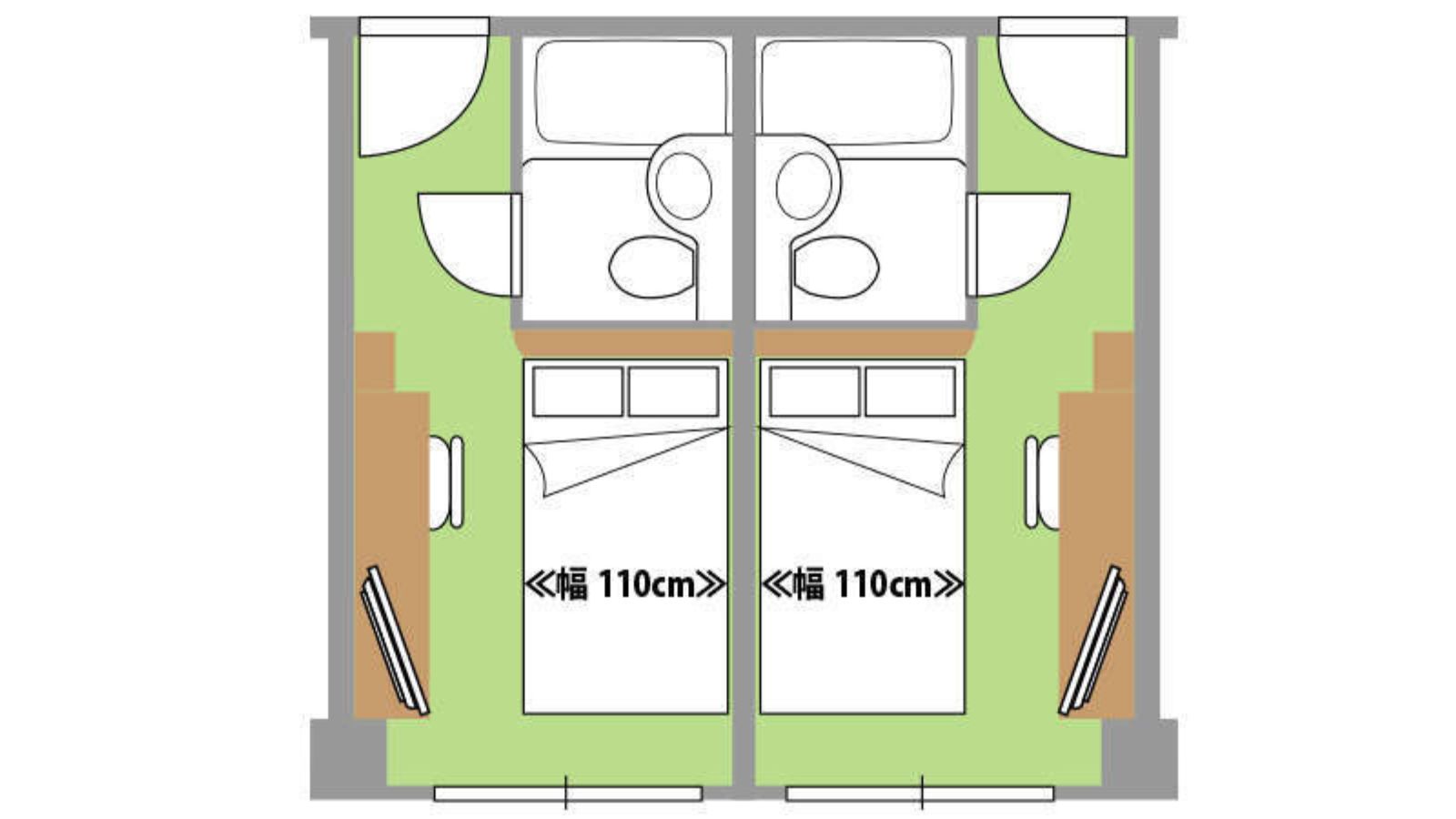 ≪客室図≫シングル【隣接２部屋】