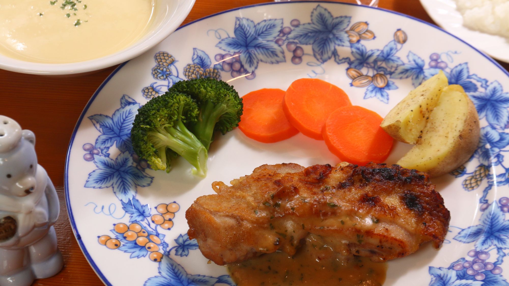 夕食一例（チキンソテー）