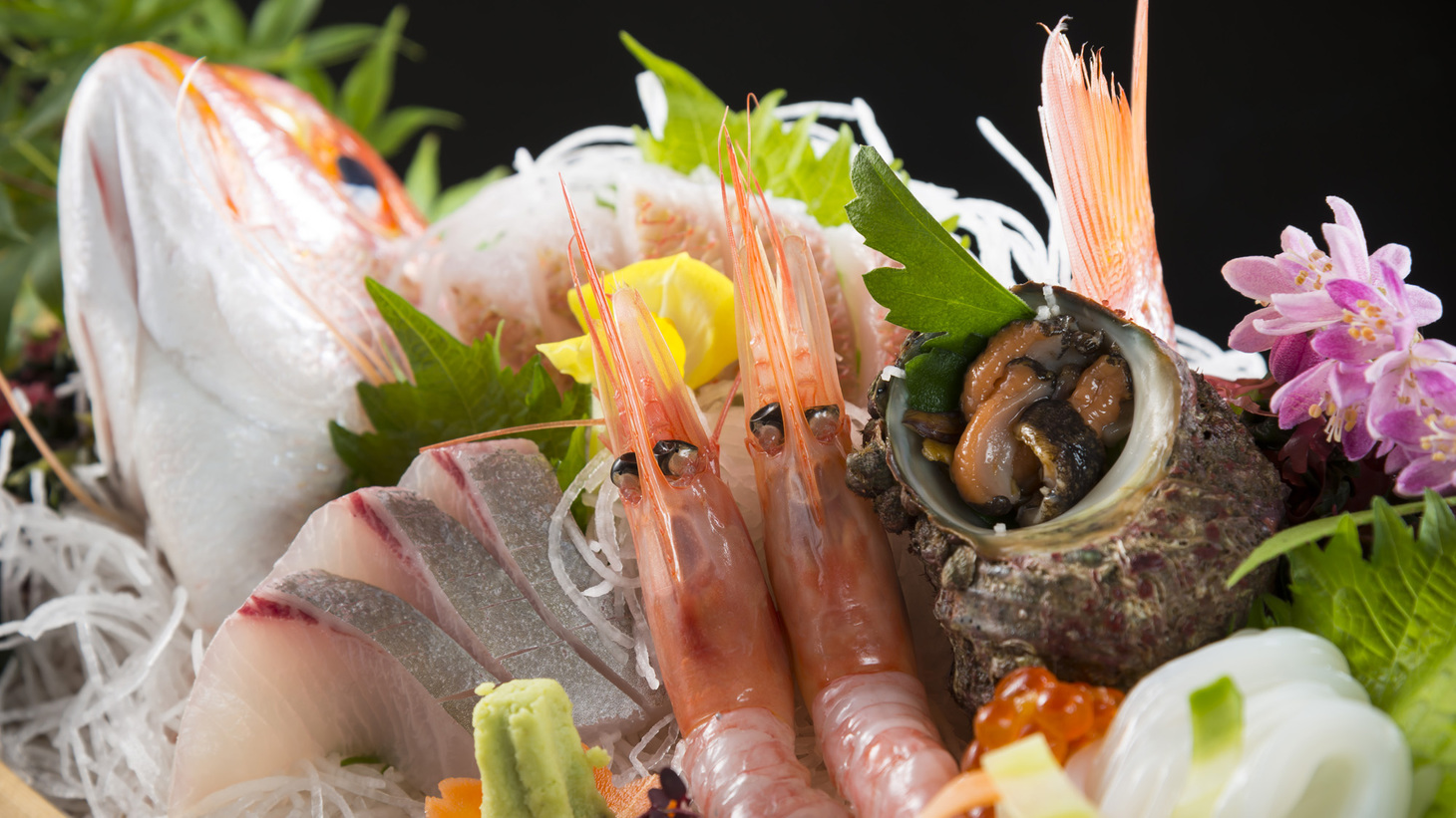 ■舟盛アワビ蟹ステーキから２つも選べる楽プラン◆お一人ずつメイン料理４種から２つ選択できる部屋食