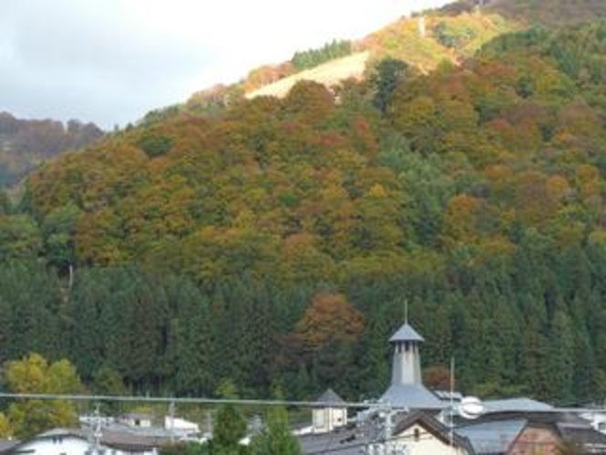 野沢温泉の山の紅葉