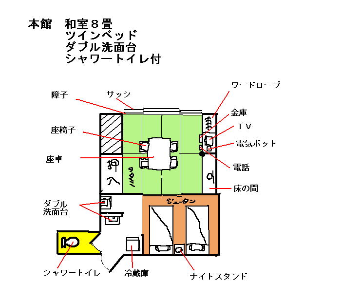 こまくさ（和室８畳とツインベット付）