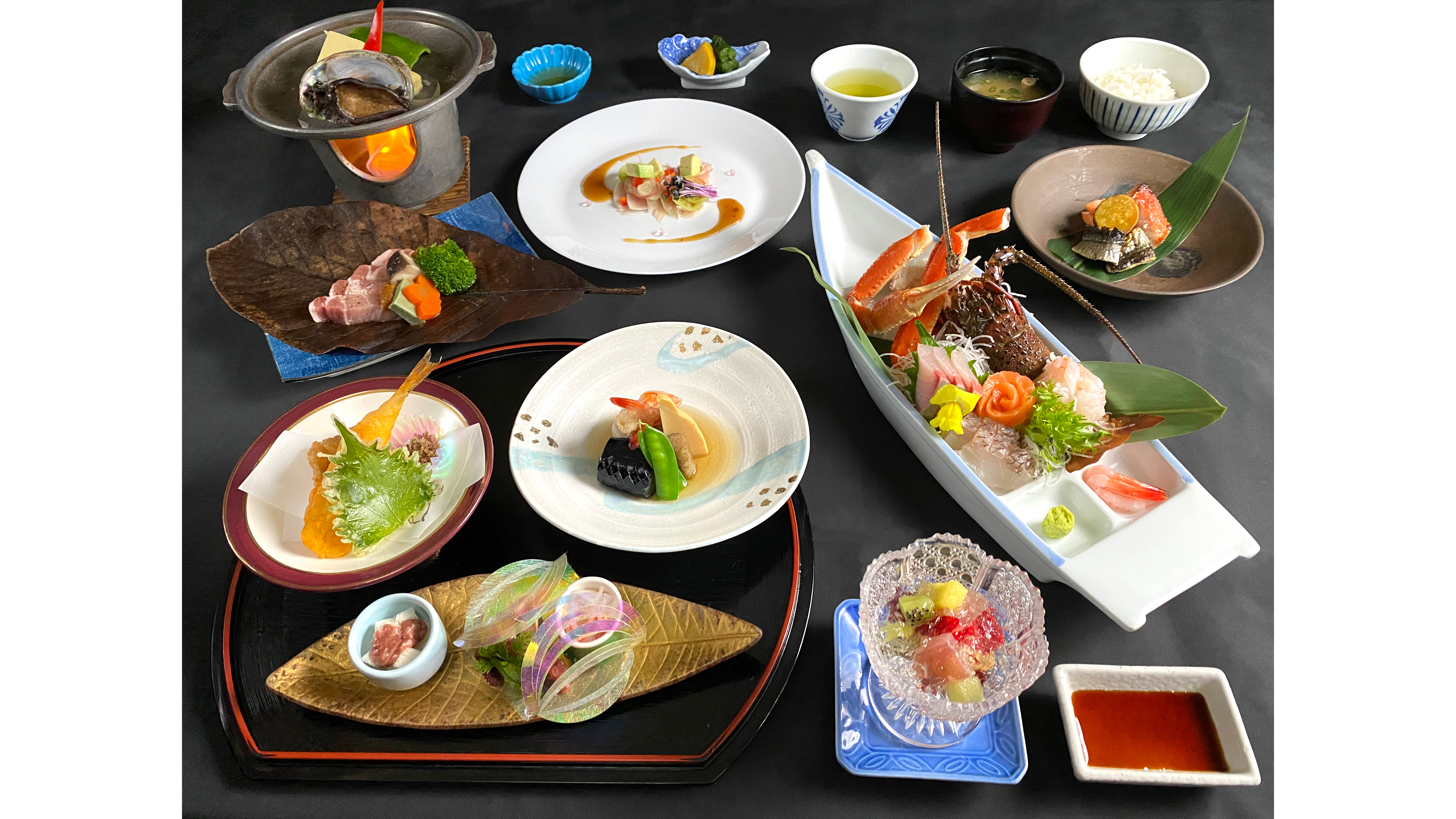 【松コース】板長特選！ ズワイ蟹・伊勢海老・地魚を舟盛りに