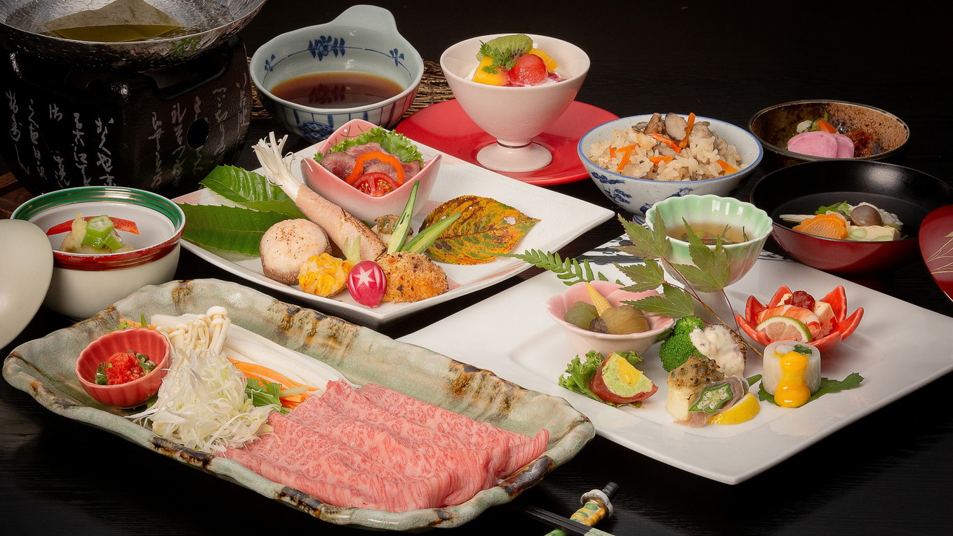 【季節の米沢牛会席膳】※画像は米沢牛しゃぶしゃぶ