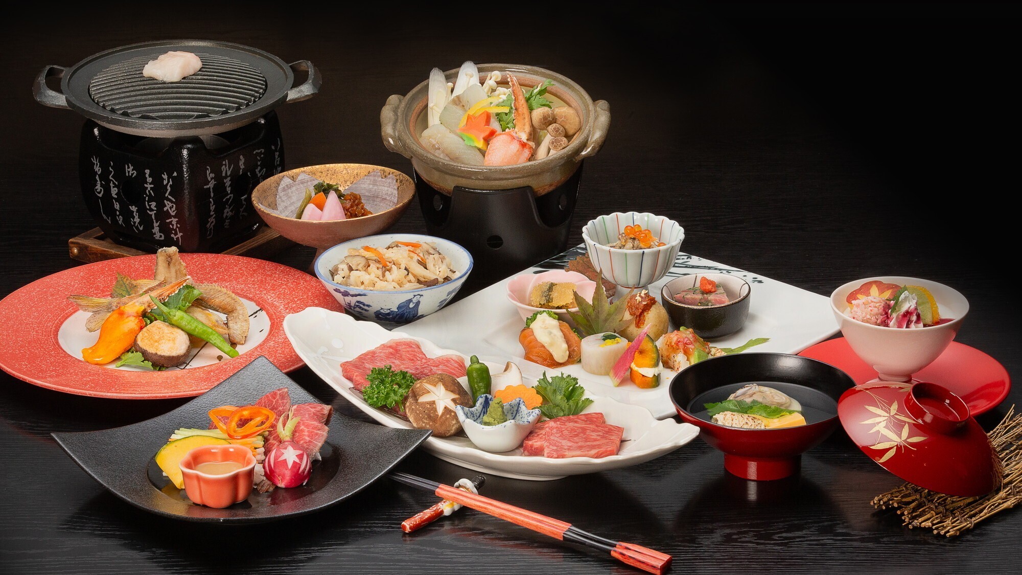 【冬季限定！料理長おまかせ 米沢牛と冬の味覚、海鮮河豚ちり御膳】