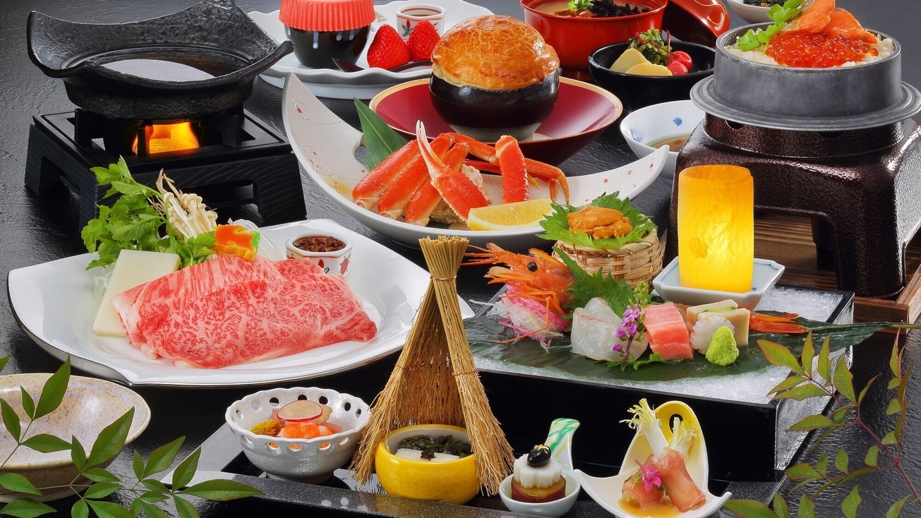 ＜12〜2月限定＞【冬の味覚を満喫】ズワイ蟹と山形牛しゃぶしゃぶを堪能する古窯の冬会席♪【夕食個室】