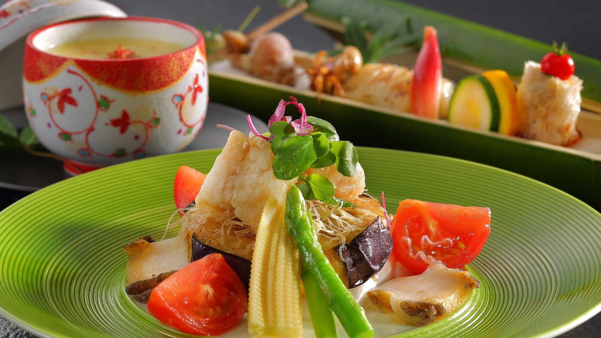 ＜6〜8月限定＞【夏の味覚】栄養満点♪旬の夏野菜と山形牛ステーキを堪能！古窯自慢の夏会席