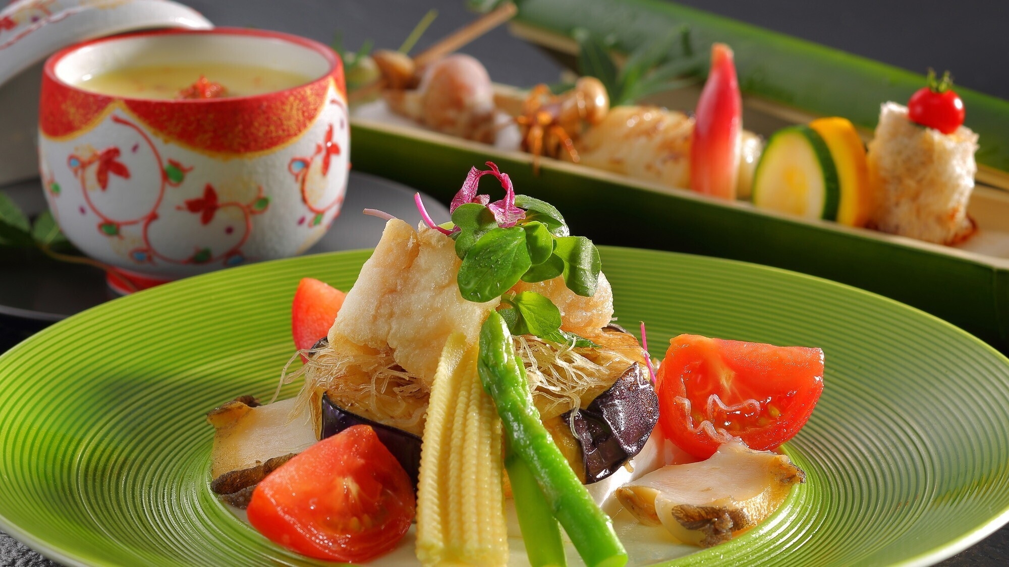 ＜6〜8月限定＞【夏の味覚】栄養満点♪旬の夏野菜と山形牛ステーキを堪能！古窯自慢の夏会席