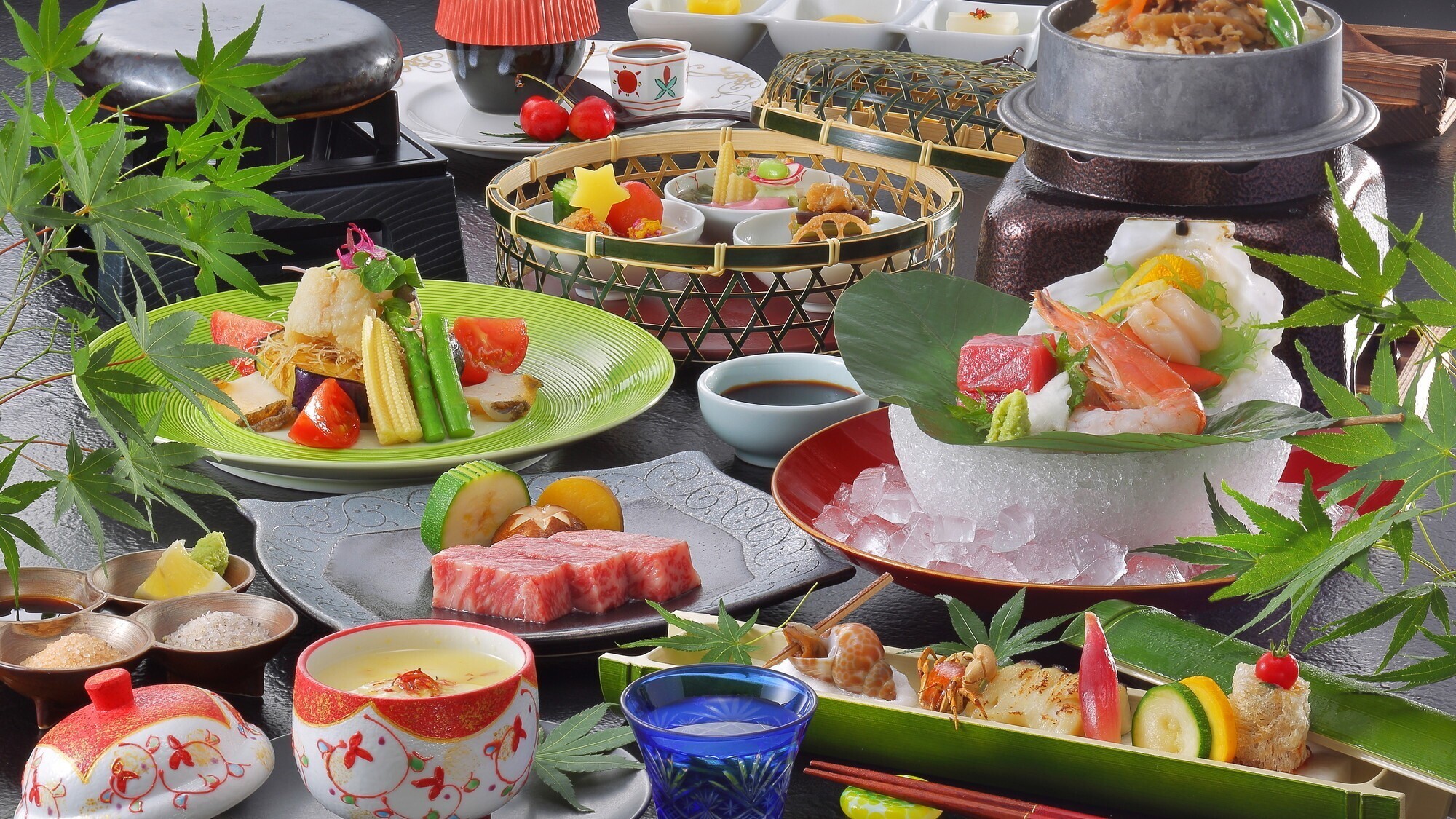 【夏の味覚】旬の夏野菜と山形牛ステーキメインの和食膳