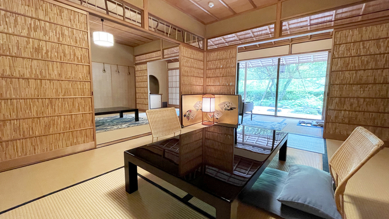 【貴賓室｜S】源泉内湯◆踏込＋庭園付10畳＋8畳＋広縁（74平米）