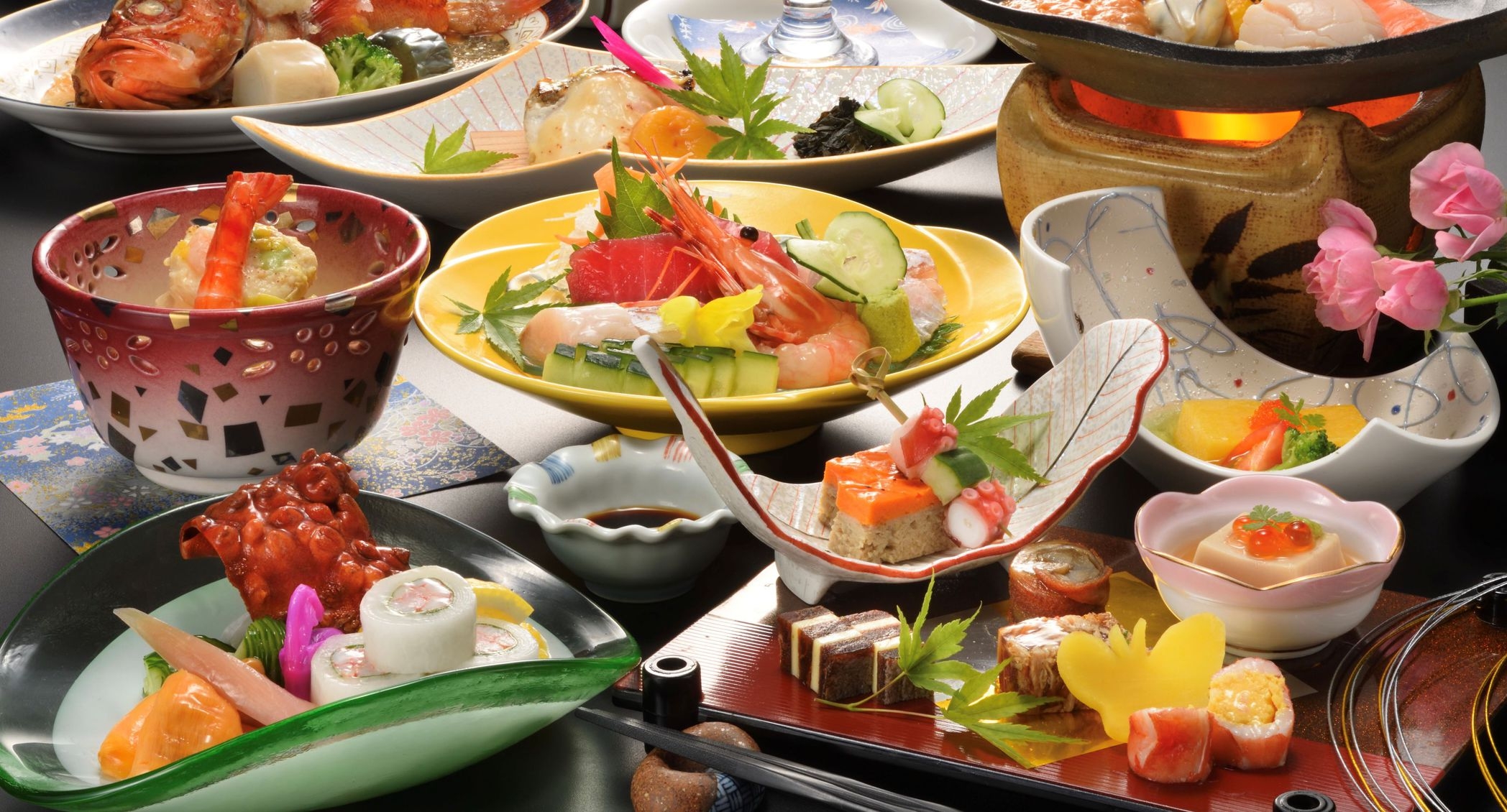 【吉祥の膳】　仙台牛陶板焼き・牡蠣の和風アクアパッツァ鍋付会席膳