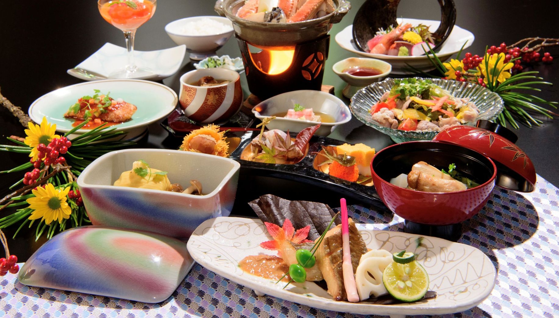 個室でご夕食確約♪【特選プラン】 仙台牛と牛タン陶板焼・牡蠣の和風アクアパッツァ鍋付き会席膳