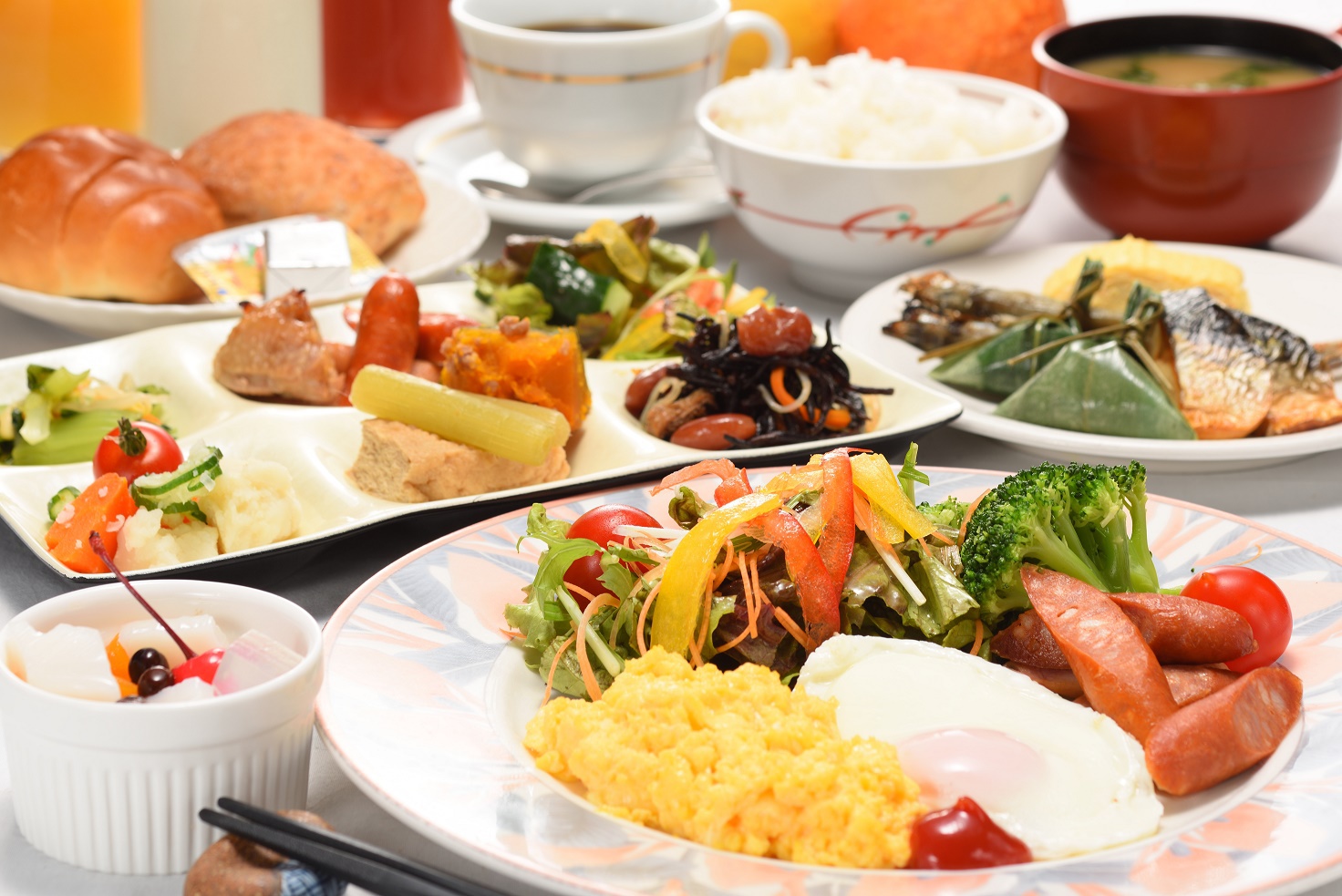 一日の元気の源！朝食は野菜たっぷりバイキング