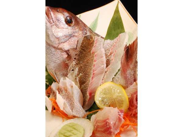 別注 お祝いにどうぞ。尾かしら付き鯛のお造り(一例)