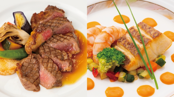 『お得！』1ドリンクサービスの特典付きで肉料理＆魚料理を楽しむスタッフおすすめ2食付きプラン