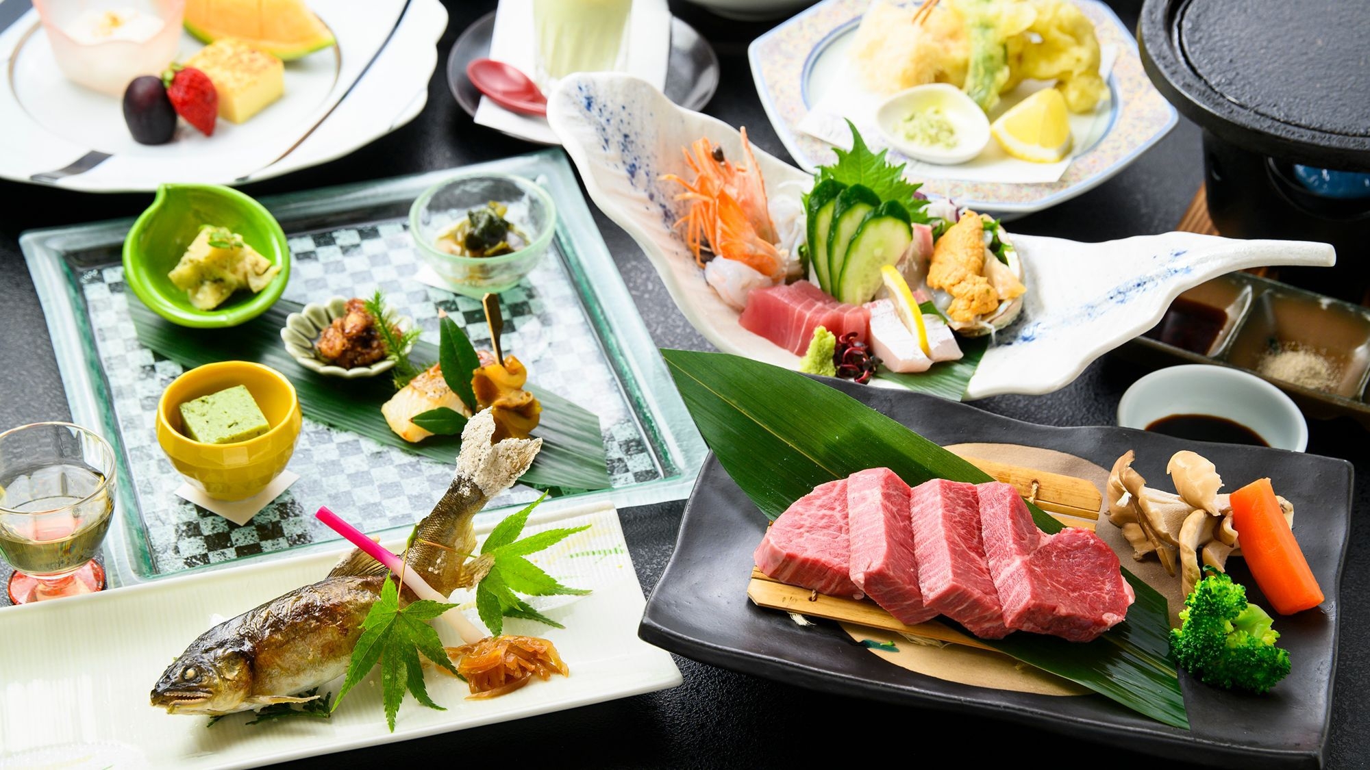 【特選会席】黒毛和牛のフィレ肉ステーキと四季の味覚を堪能（1泊2食）