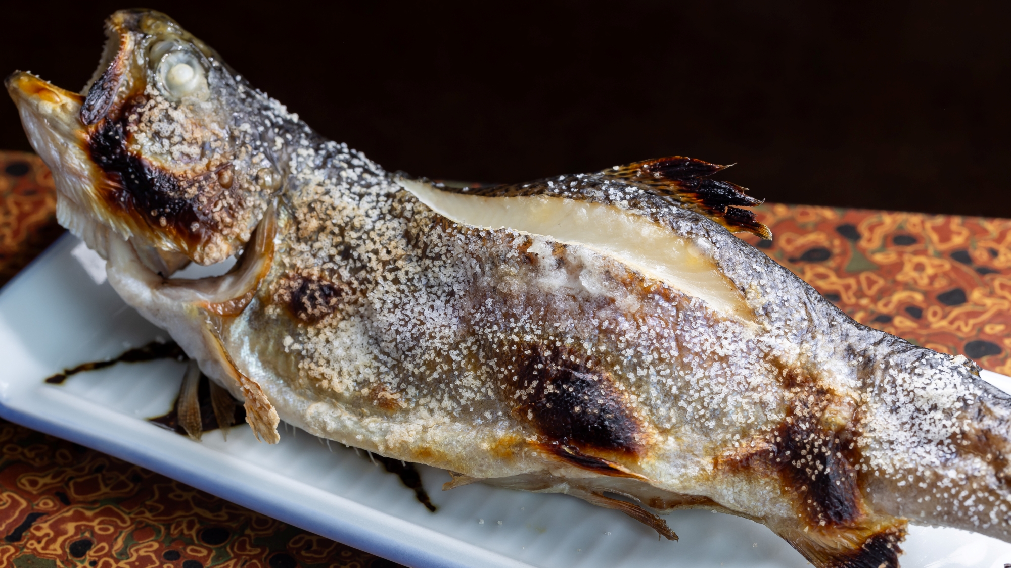 *夕食一例／川魚の塩焼き