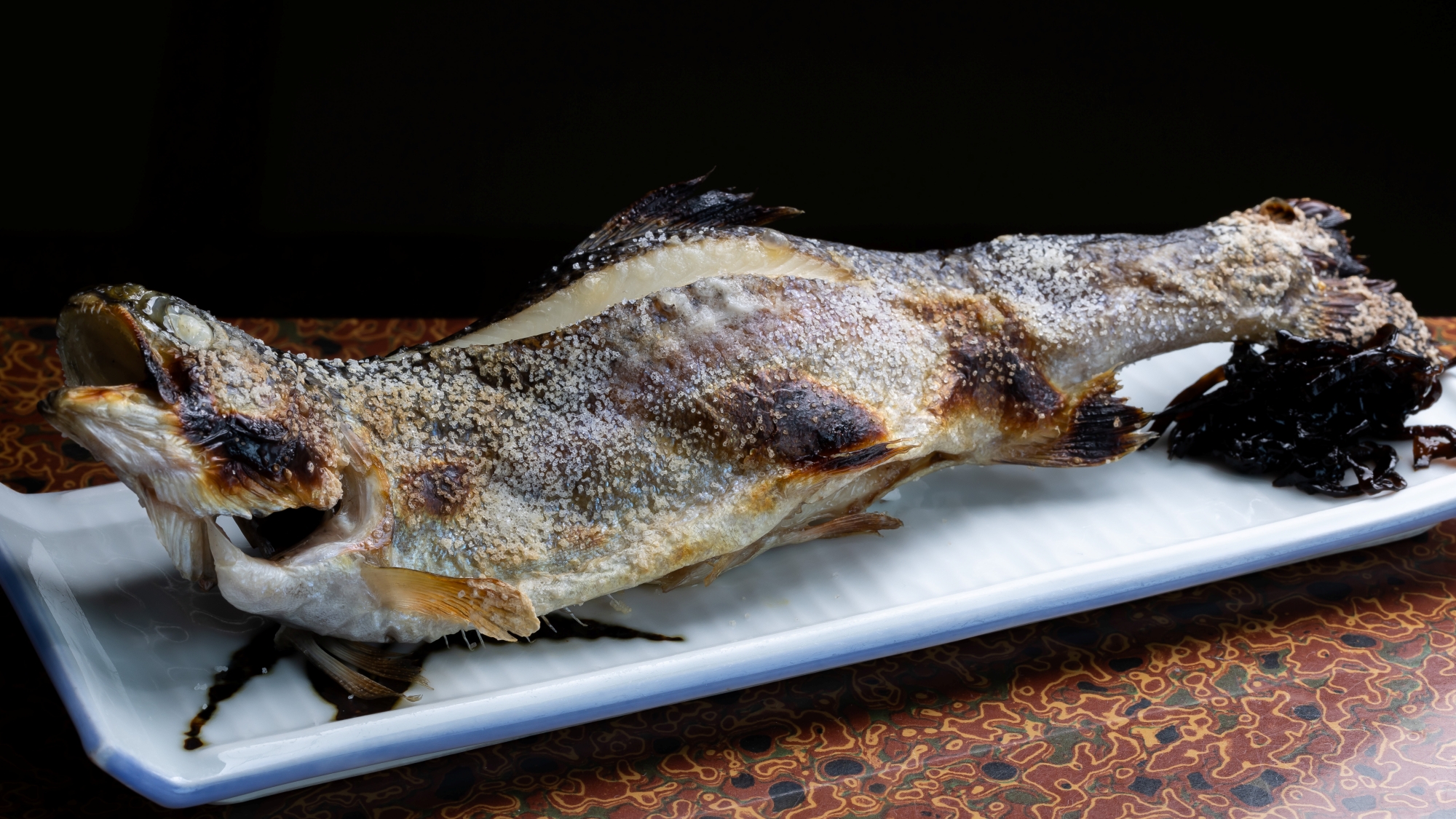 *夕食一例／川魚の塩焼き