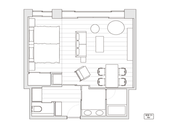 愛犬と泊まれる客室間取りイメージ(316)
