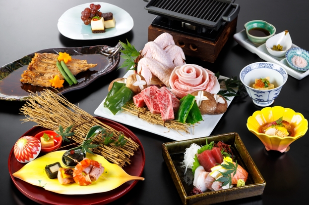 大人気【茨城3大ブランド肉＆船盛＆キンキ煮魚付】茨城三昧グレードアッププラン◆二ツ島と広がる海景