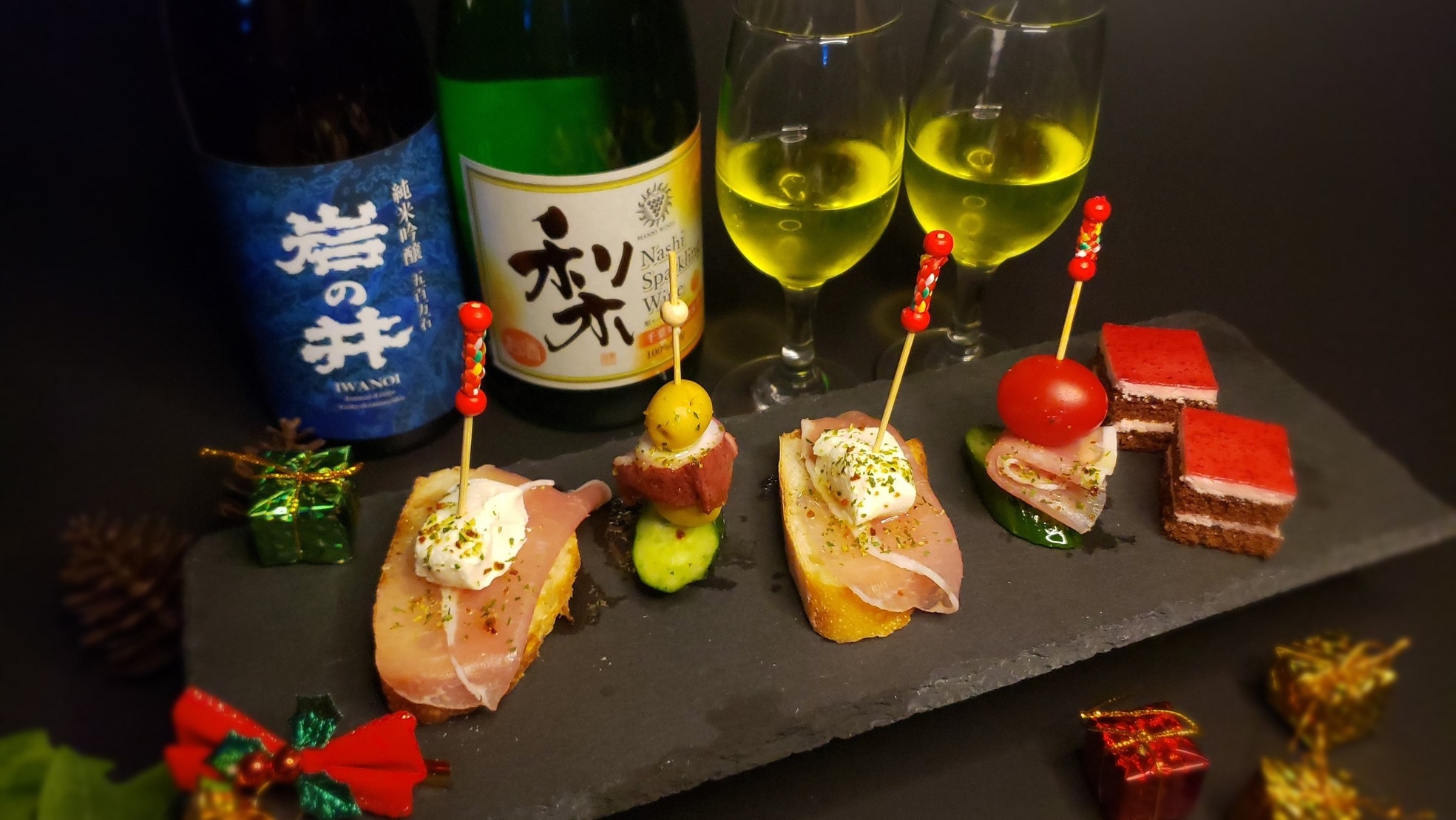 【2日限定/12月24日・25日】ふたりの聖夜舟盛プラン 〜地酒で乾杯＆クリスマスピンチョス付き〜
