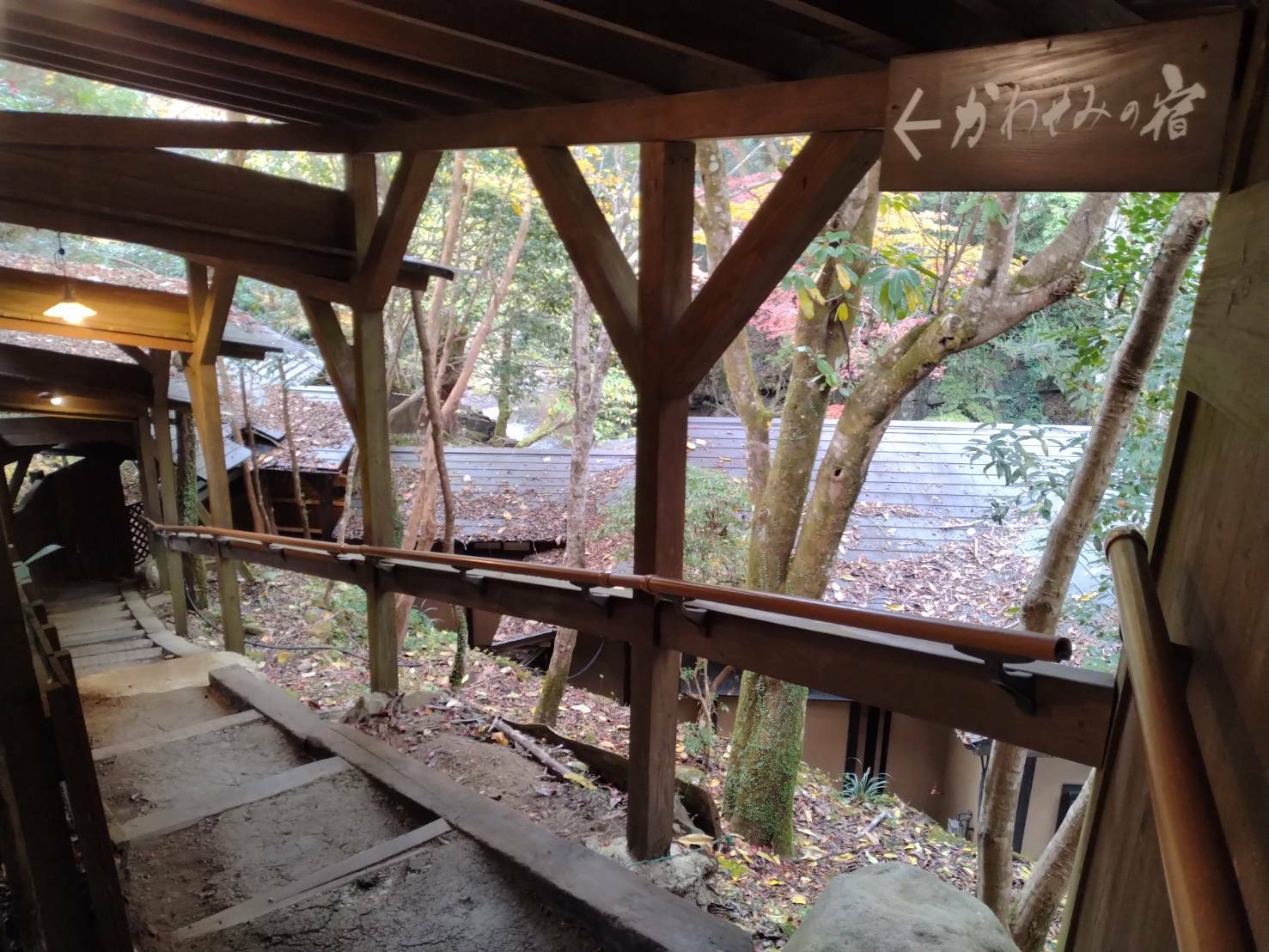 客室「かわせみ」までの道のり（※階段がございます）