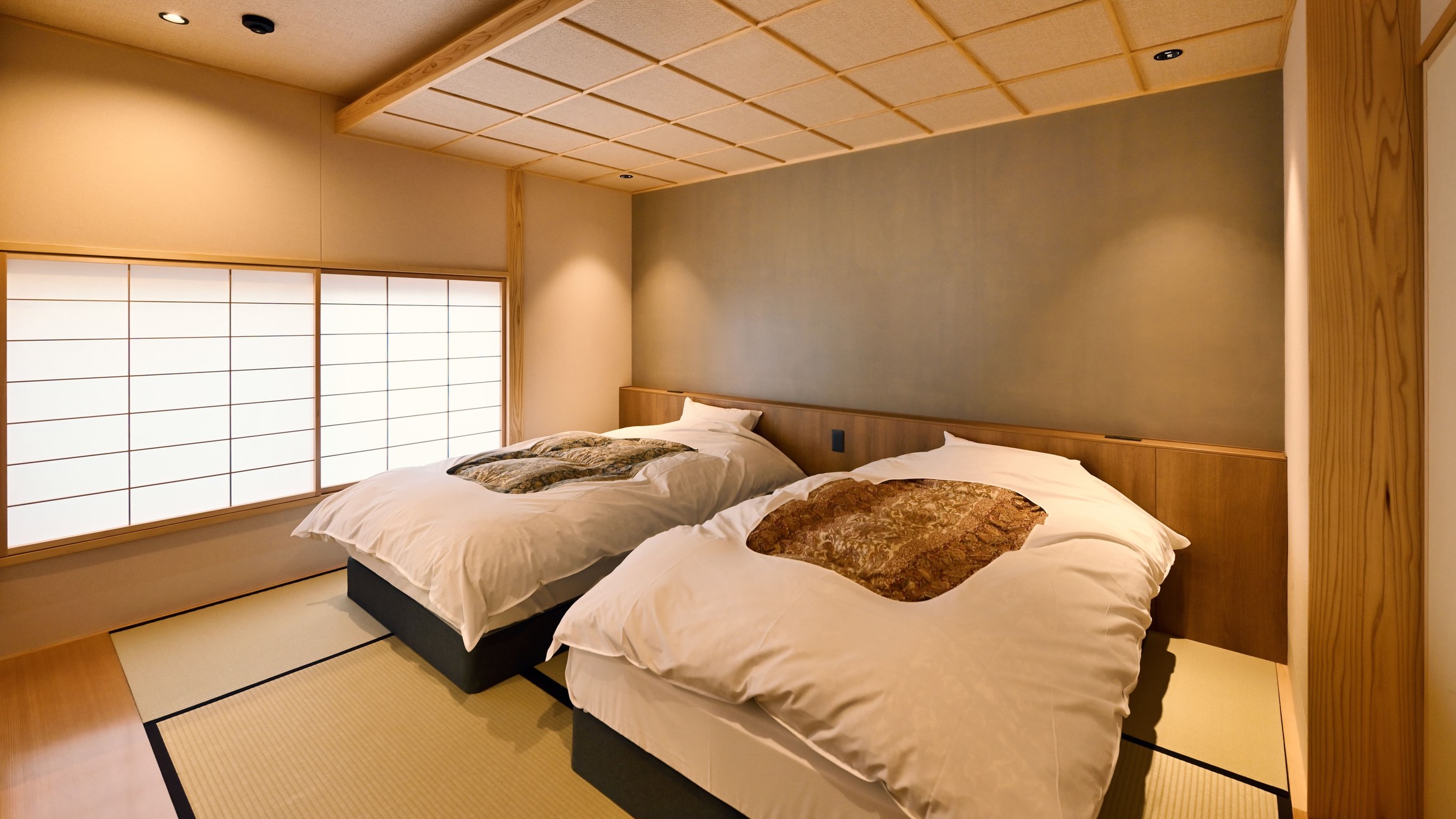 【準特別室（ベッド）】源泉半露天付 本間8畳+6畳ベッド