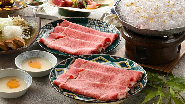 【夏の特選懐石】加賀金沢の金箔と能登牛の煌びやかなコラボレーション〜能登牛氷すき焼き