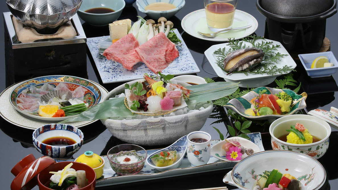 ■さき楽60■今なら早期予約【お１人、最大３，３００円引】萩ブランド「長萩和牛」と旬魚★★グルメ会席