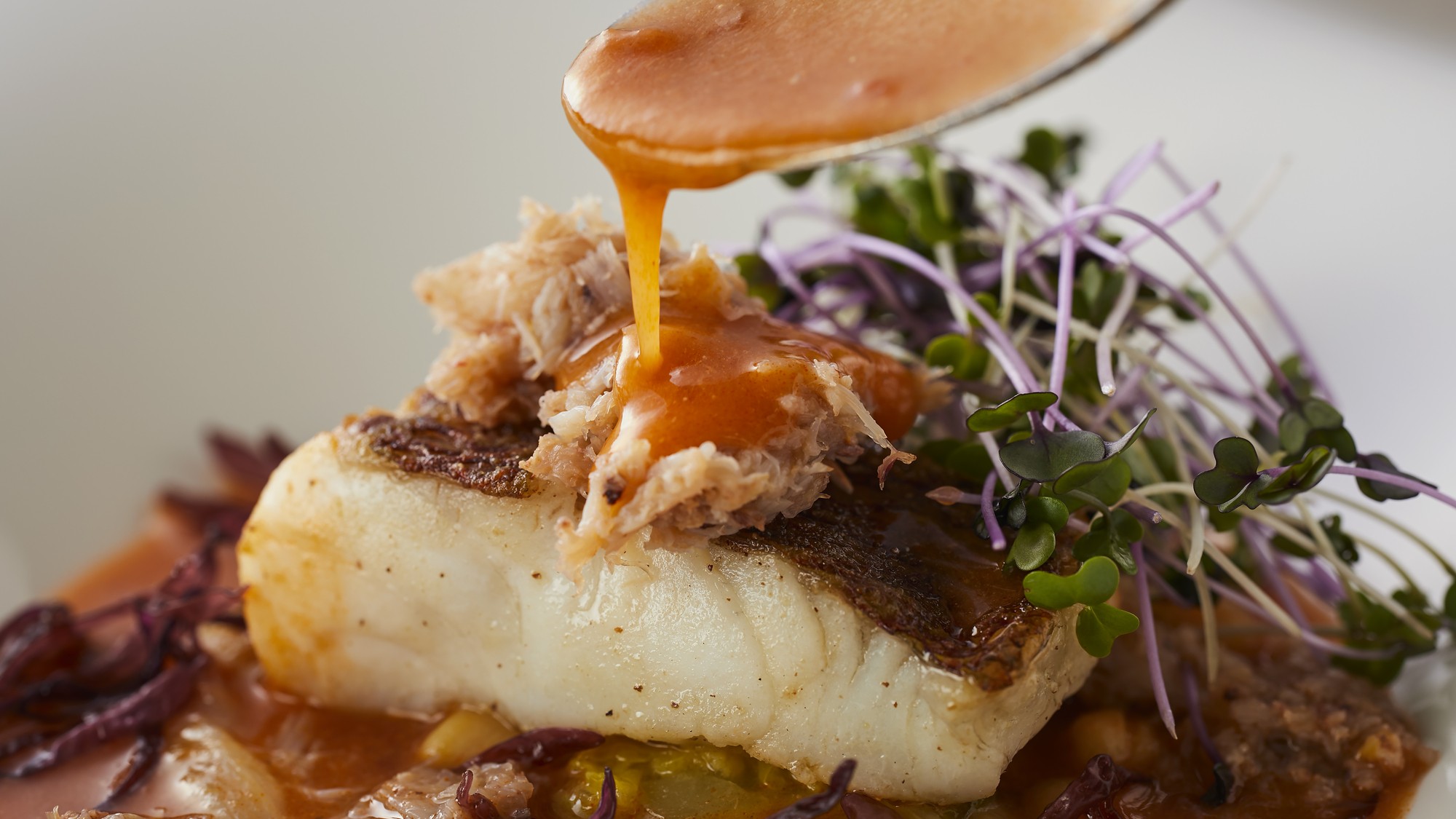 スタンダードフレンチ　渡り蟹　ふのり　ドライベルモットの薫るスープ・ド・ポアソン　2025冬メニュー