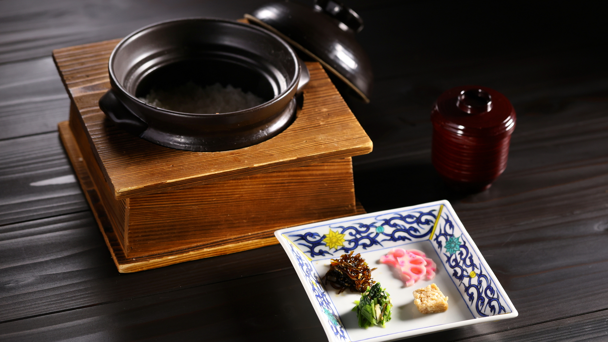 【2026春】ごはん・留椀・香の物／釜炊きごはん＆若竹白味噌椀、壬生菜の浅漬けなど