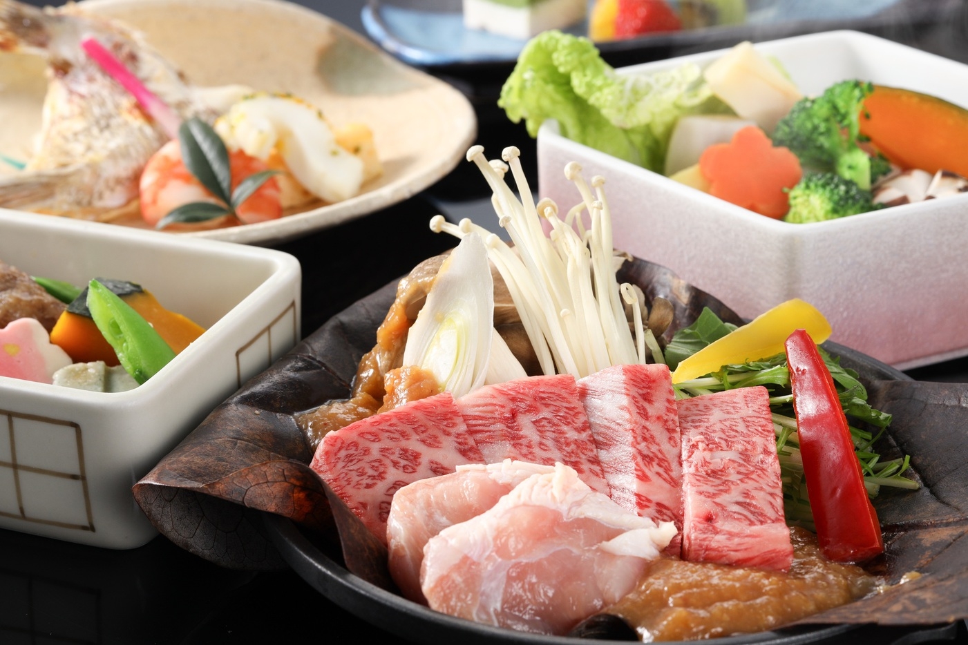 【一人旅応援♪1-2月特別お得な料金で】【飛騨牛朴葉焼き会席】コスパ◎飛騨牛×飛騨の郷土料理を楽しむ