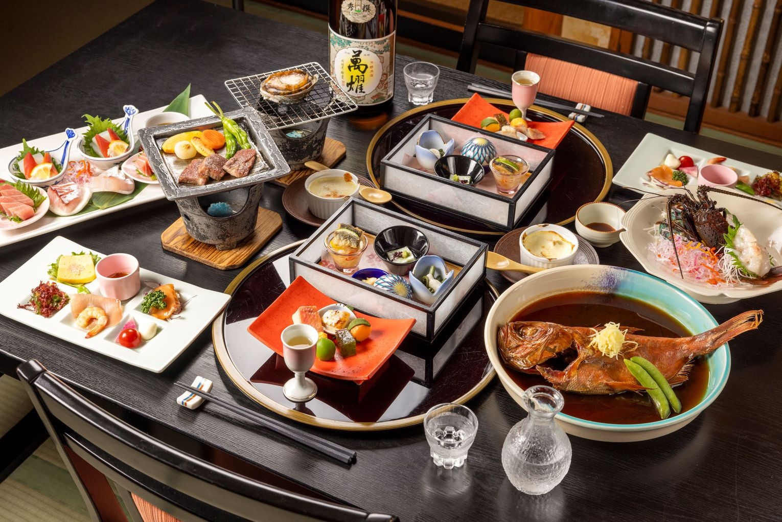 海一望無料の貸切露天風呂と、伊勢海老、アワビ、金目鯛姿煮、牛肉のステーキ付で満足プラン【静岡県産】