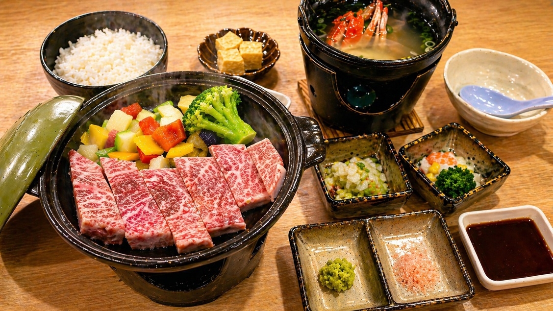 【極上・前沢牛ステーキを食す】熱海で肉を堪能！霜降り肉の陶板焼きを「お部屋食」で贅沢に（１泊２食付）