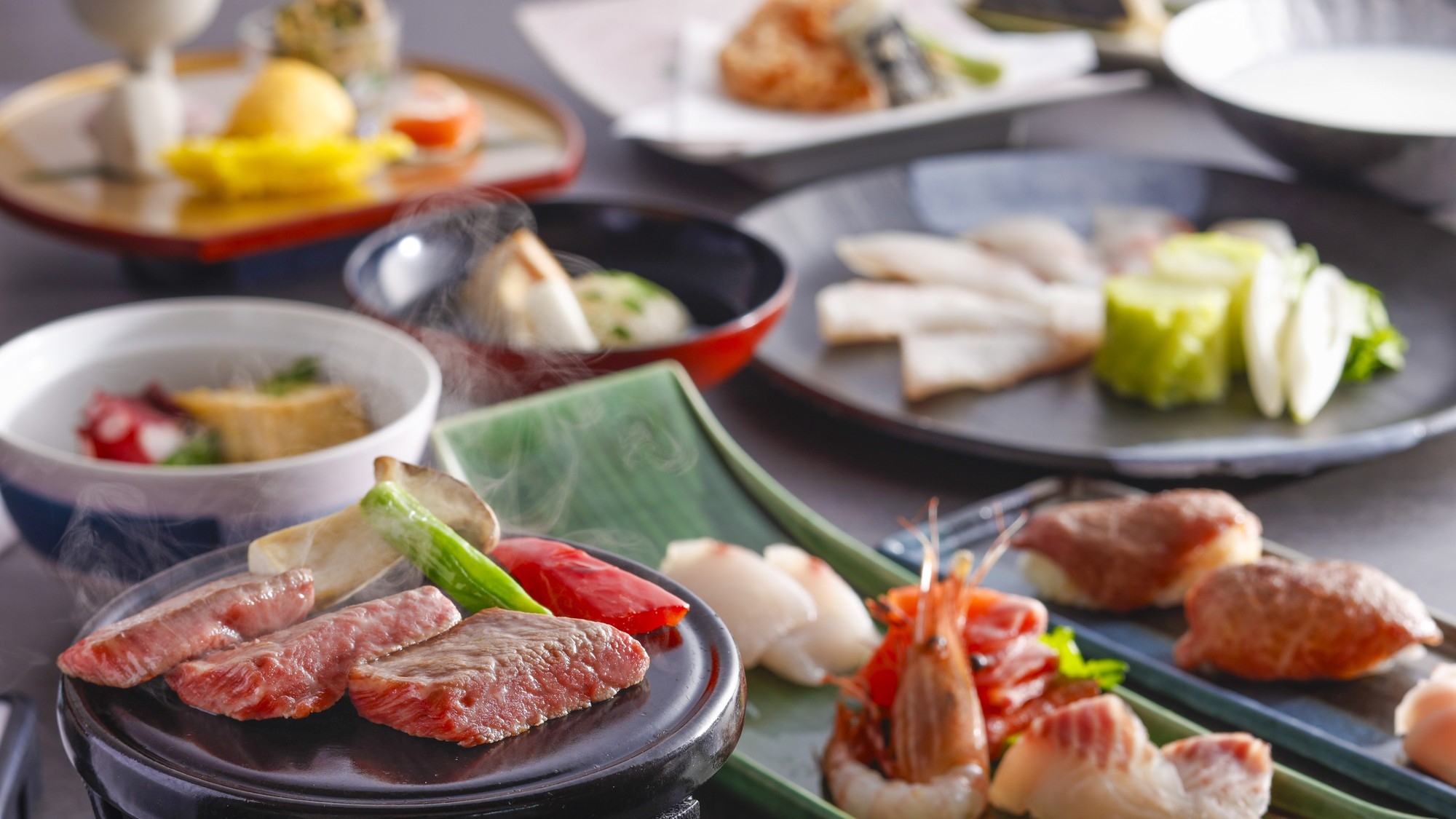 【最上級会席プラン】飛騨牛大満喫！贅沢にステーキ・炙り寿司・一味鍋で！【ペット可】