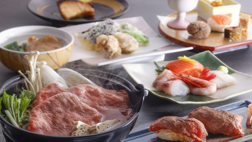 【特選会席プラン】飛騨牛を炙り寿司や一味鍋に舌鼓み【ペット可】