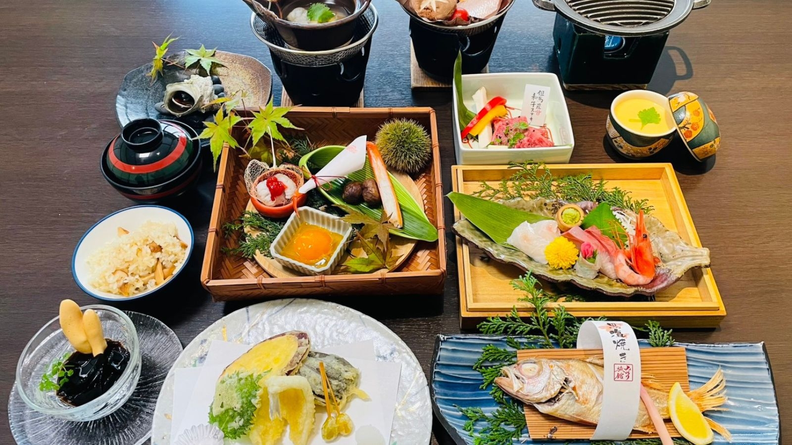 【秋限定｜スタンダード】磯の香り広がるサザエ壺焼×極上ブランド和牛ステーキを満喫◆秋の味覚会席＜②＞