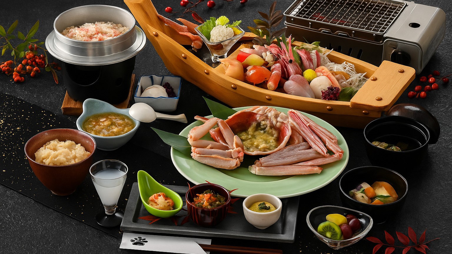 12月限定！極上の冬蟹饗宴プラン〜焼き活蟹と旬の鮮魚8種を味わう贅沢な晩餐　12％OFFの特別価格