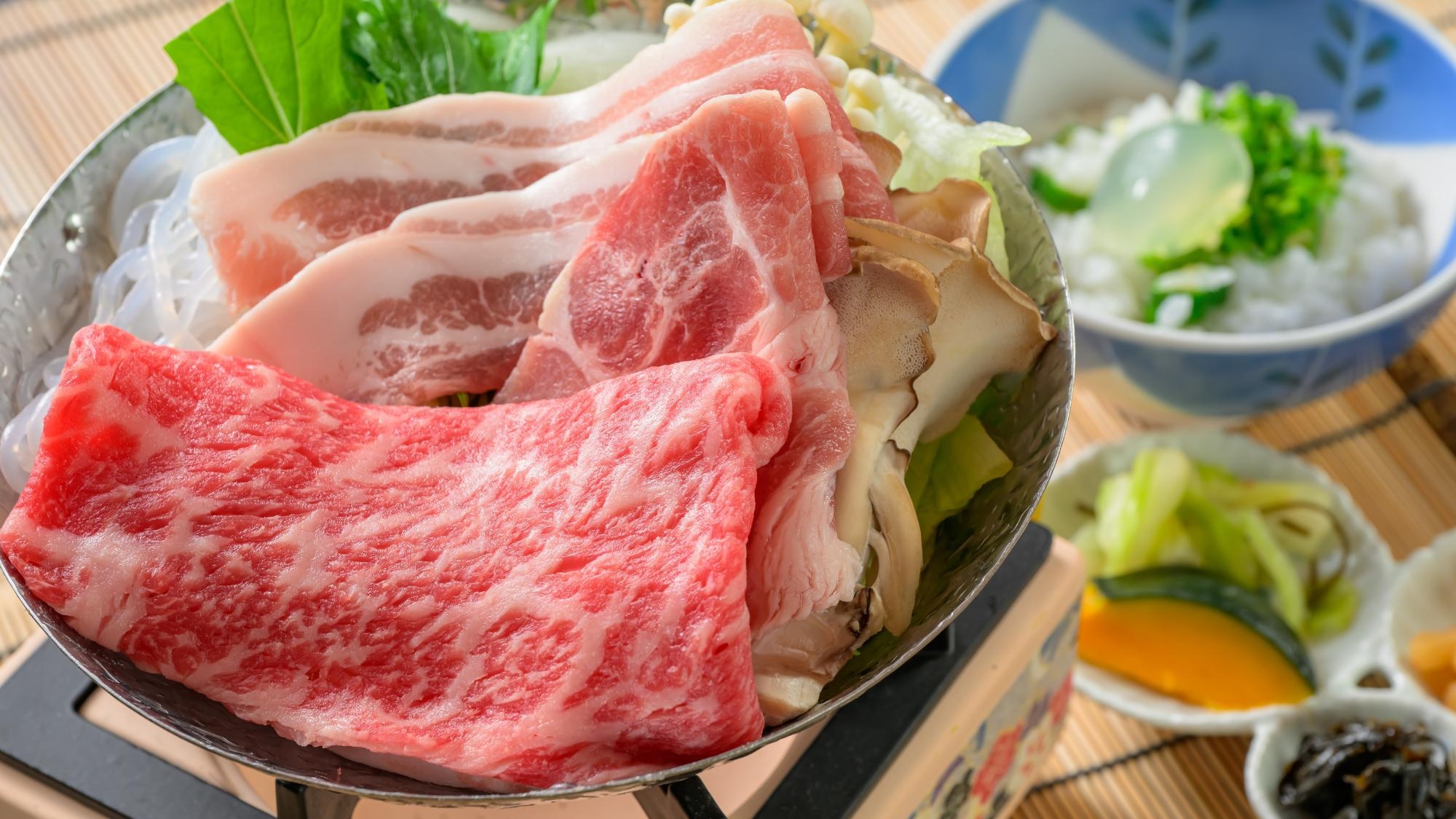 【夏の千樹味覚会席】利休味噌仕立ての特製鍋と福一の夏の風物詩「冷やしおきりこみ」