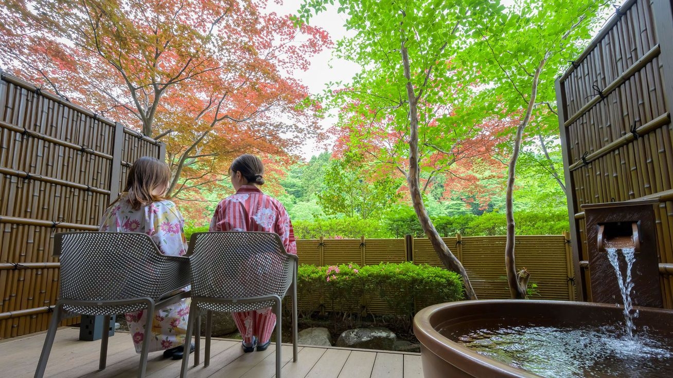 【夏の平日限定】伊香保リトリート〜万葉館・庭園露天風呂付客室と個室食事処で寛ぐ