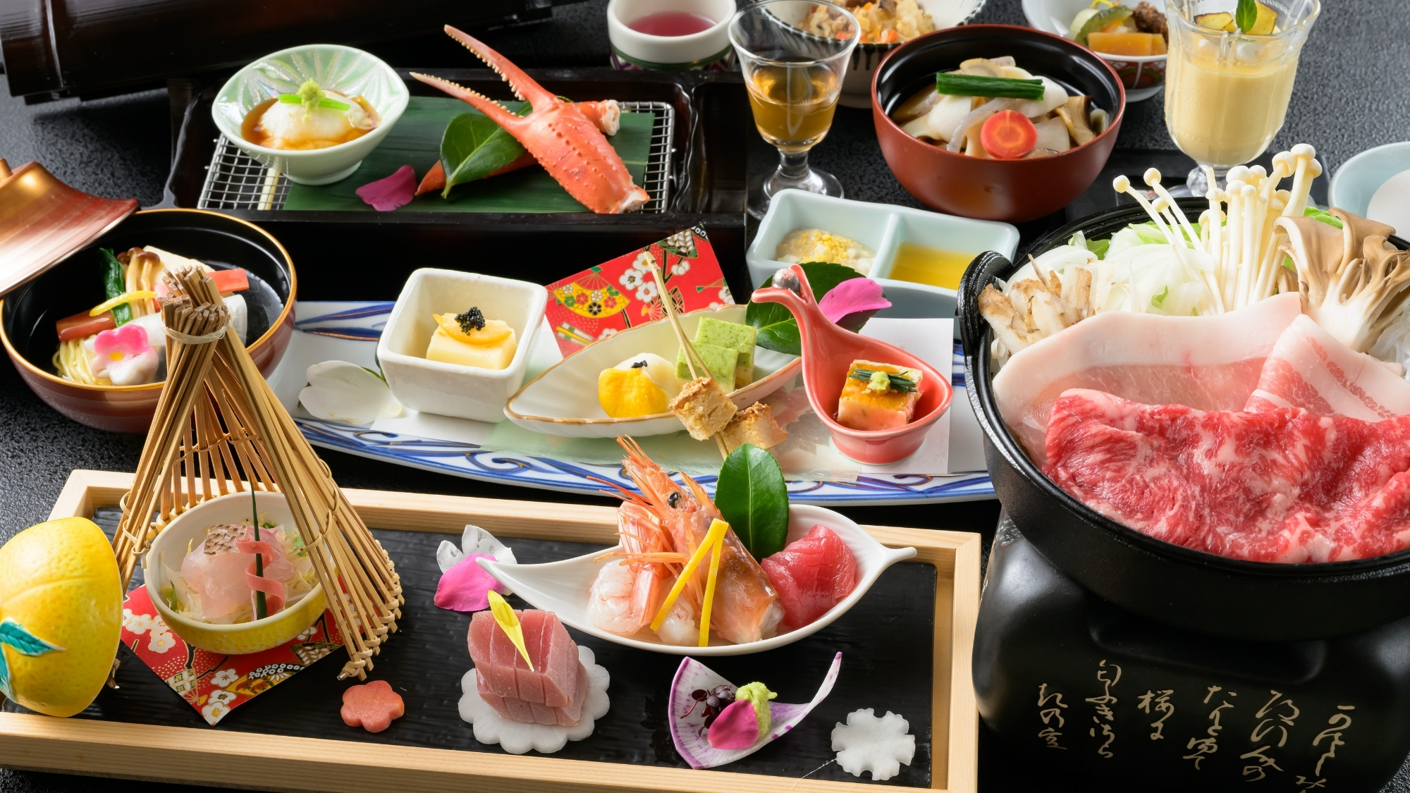 冬の上州味覚会席より。冬ならではの味わいと盛り付けをお楽しみください。