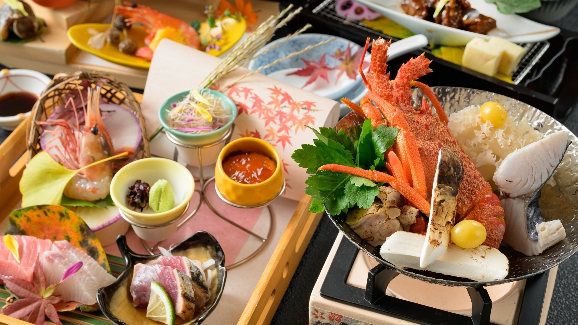 秋の万葉創作和会席より。この季節ならではの風味豊かなお料理の数々。