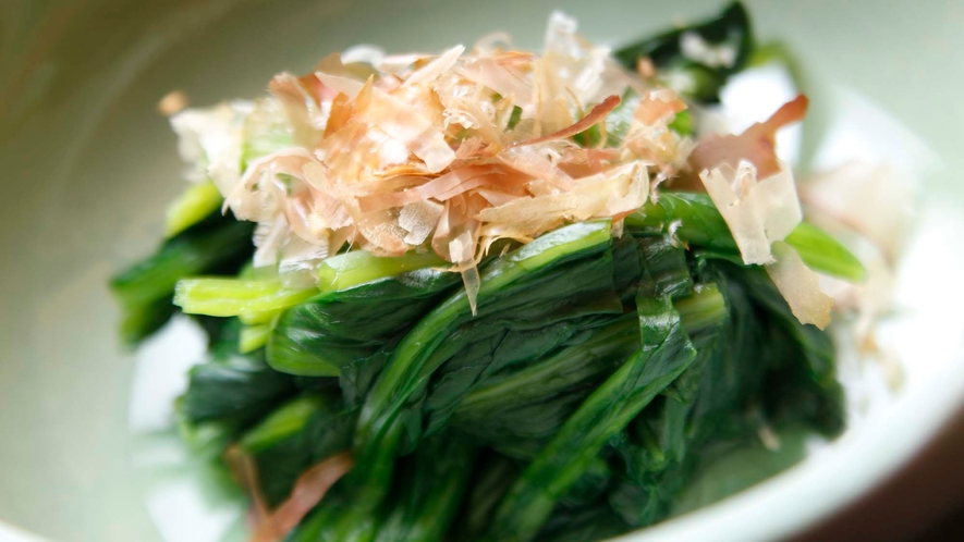 朝食一例　ほうれん草のお浸し