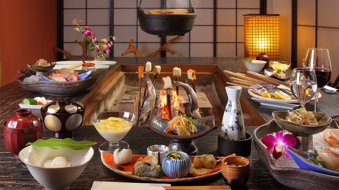 【一番人気】源泉かけ流し 半露天風呂付き客室確約｜椅子席で食す囲炉裏会席と贅沢時間＜いわて旅割対象＞