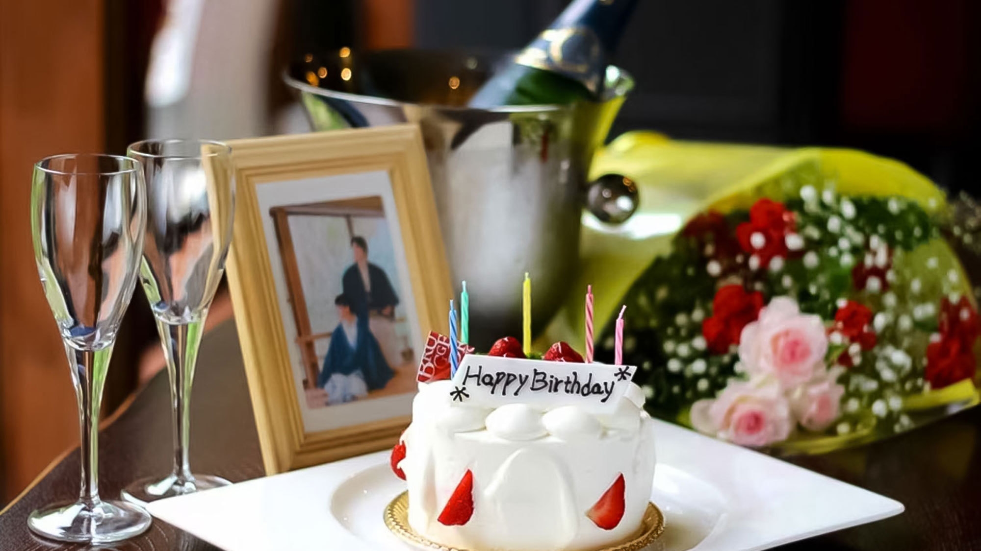 【アニバーサリー】お誕生日や記念日に♪ケーキ・お花・スパークリングで特別な一日を＜いわて旅割対象＞