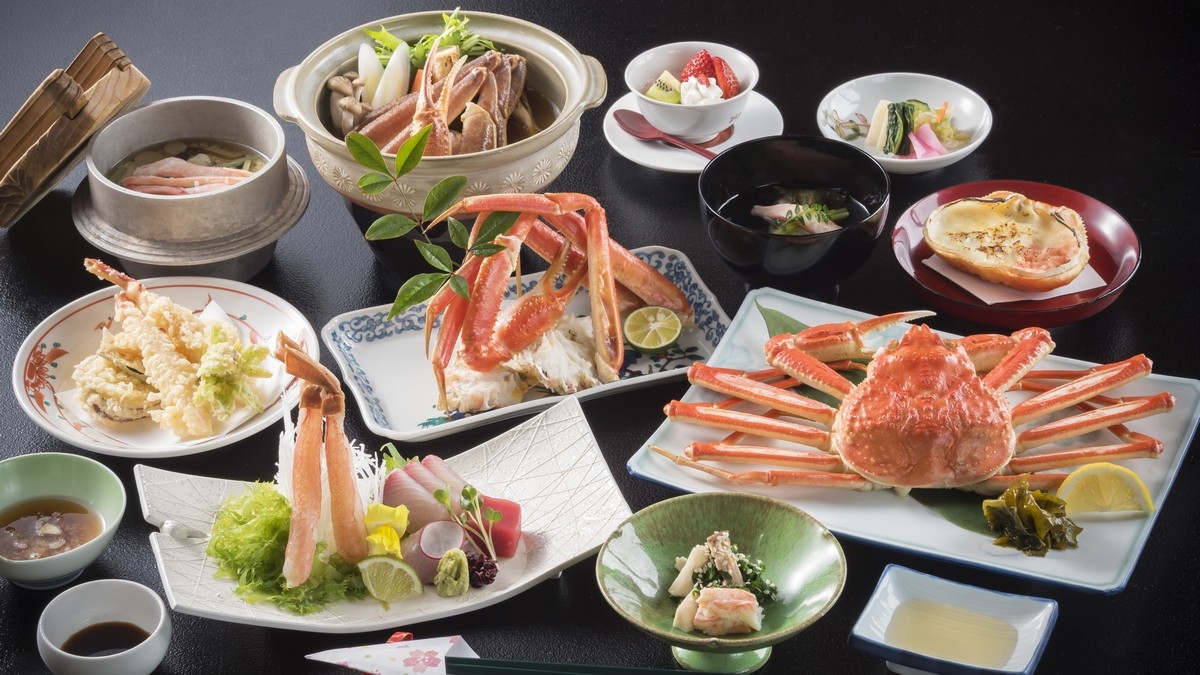 【一番人気〇蟹尽くし会席】人気の焼き蟹・ゆで蟹ほか蟹天ぷら・蟹鍋・蟹飯と蟹を贅沢に堪能！お子様定額