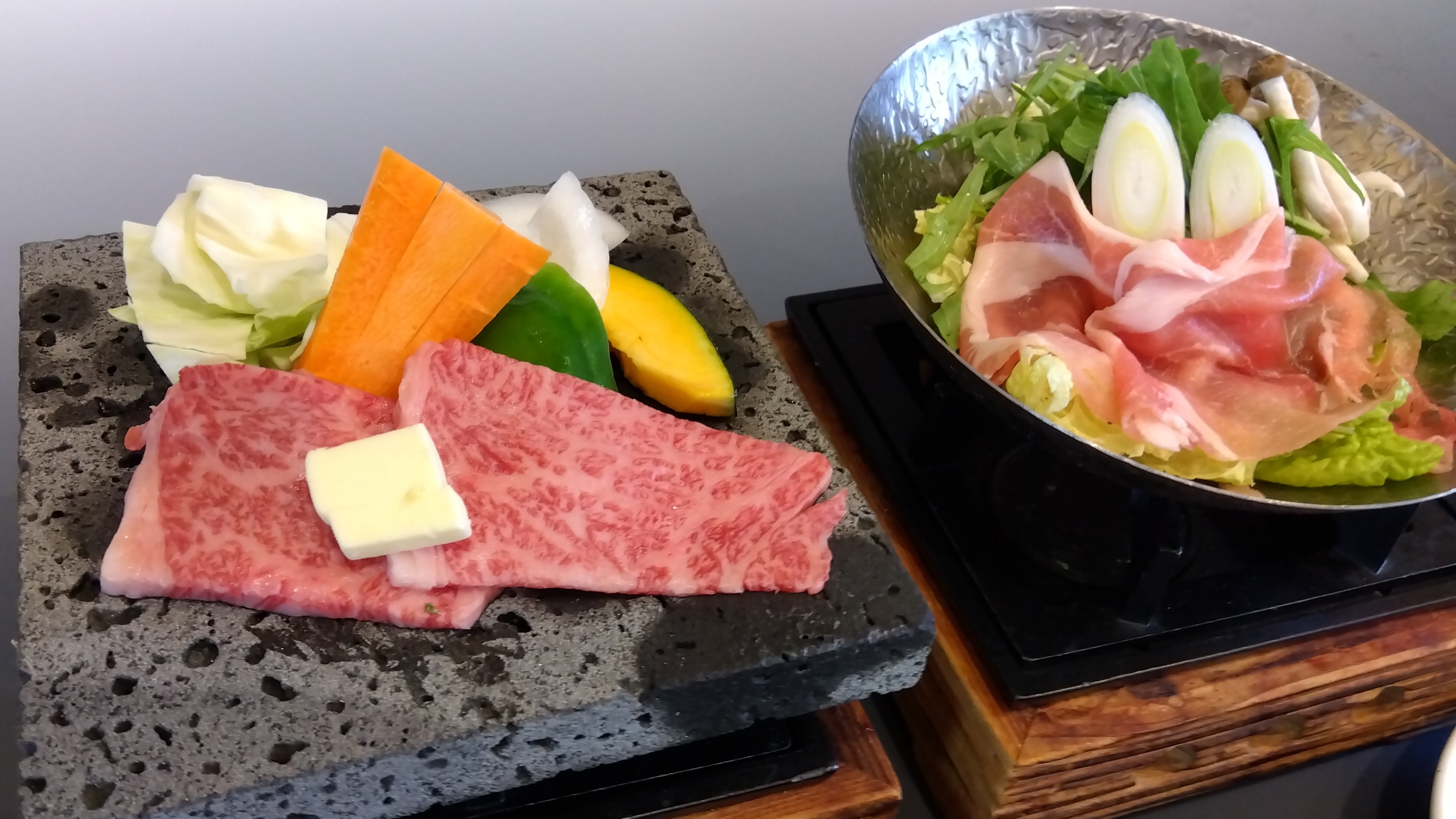 *姫路和牛溶岩焼と瀬戸内の味覚（一例）